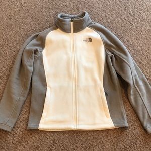 White and Gray North Face Fleece Jacket
